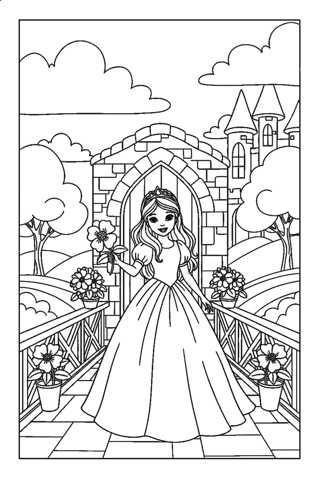 Coloriage à imprimer : Coloriages princesse, dessin 1